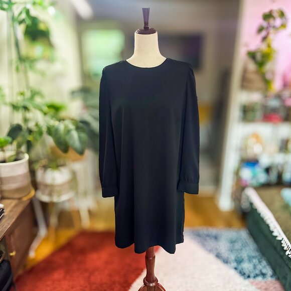 Old Navy Black Mini Shift Dress – Long Sleeve, Size Large - Picture 2 of 8